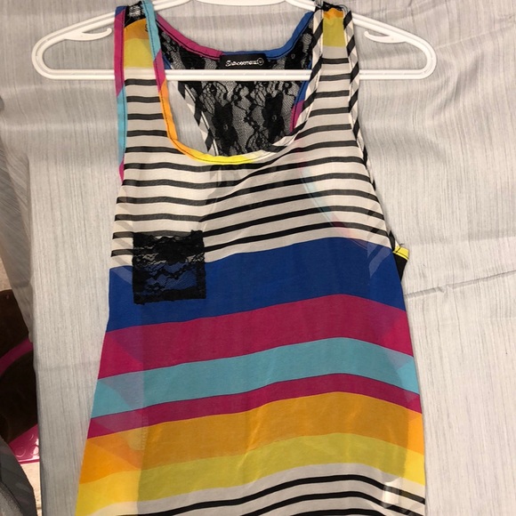 Sheer multicolored striped Tank Medium - Picture 8 of 8